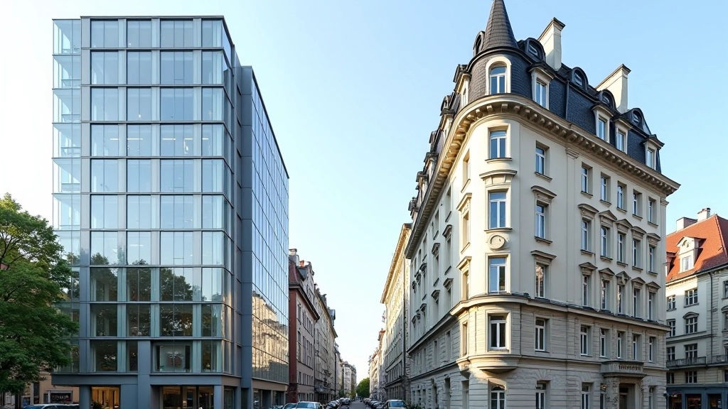 Residential apartment buildings in Munich showing modern luxury developments and Leipzig showing historic affordable housing