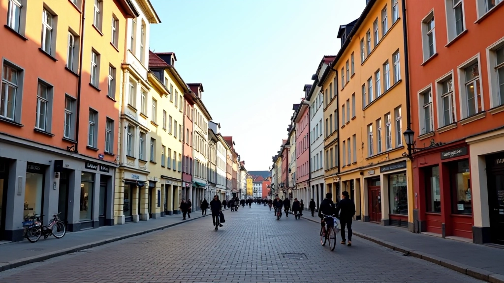 Straßenszene in Leipzig mit modernen Fassaden und revitalisierten Häusern